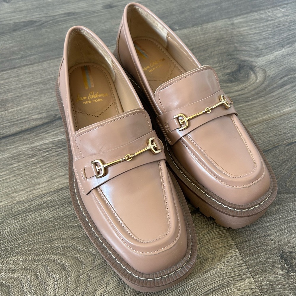 Sam Edelman Tan Loafers with Gold Accent